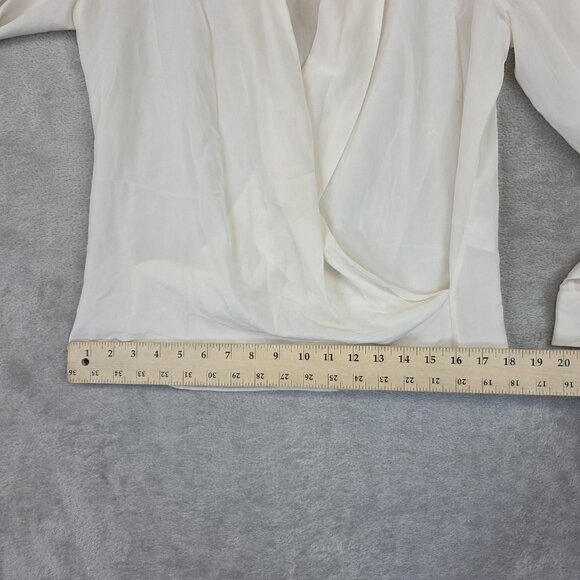 AllSaints Blouse Womens 4 Cream Silk Cowl Neck Drape Front Long Sleeve Asdis - Picture 14 of 14